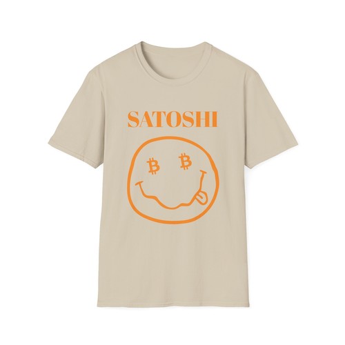 Satoshi Grunge Bitcoin T-Shirt, BTC Smiley Face Shirt, Cryptocurrency Tee - Picture 9 of 41