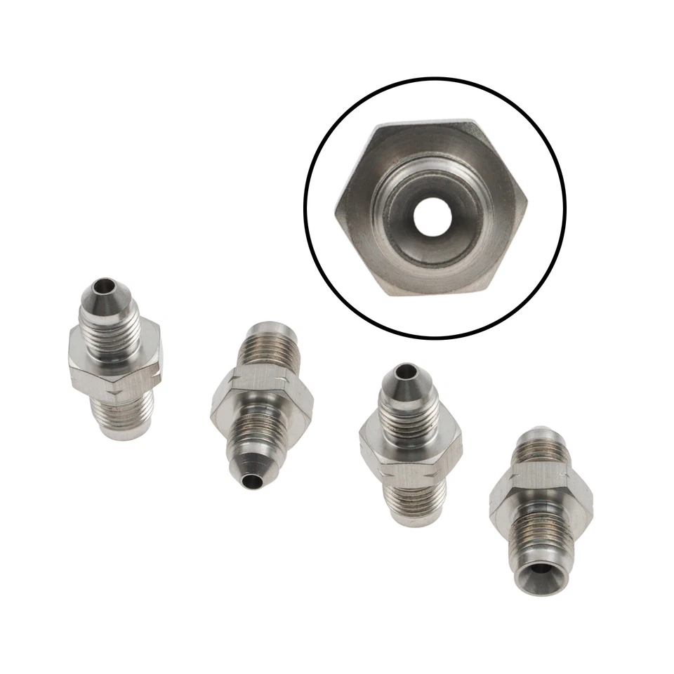 Adaptador de acessórios de freio invertidos métricos 4 x 3AN para M10 x 1,0 aço inoxidável - Imagem 2 de 4