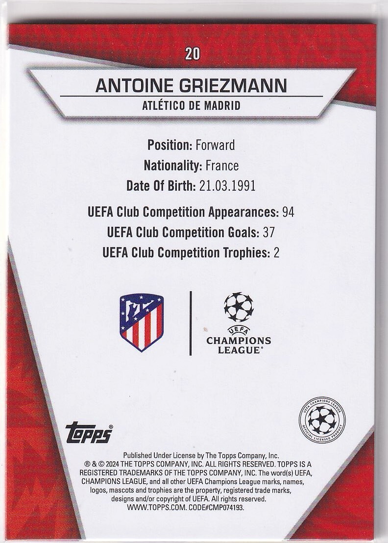 グリーズマンさん PANINI GRIEZMANN グリーズマン プリントサインインカード