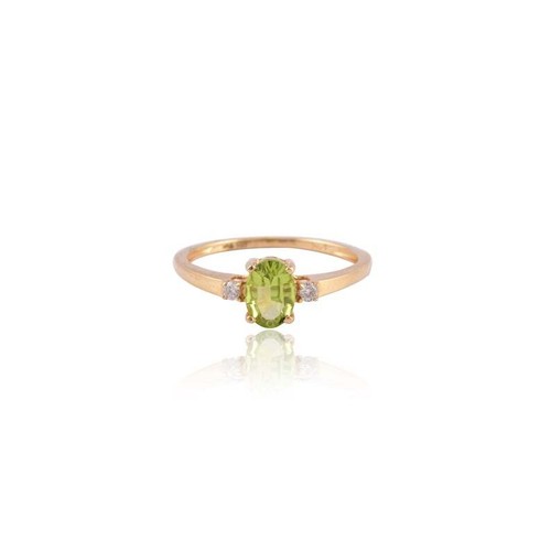 0.70 Ct Peridot & Lab Grown Diamond Solitaire Ring 10k Solid Yellow Gold - Picture 2 of 6