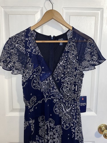 Chaps Maxi Dress Size 4 NWT Paisley Chiffon Flowy Tiered Ruffle Fairy Feminine - Picture 5 of 13