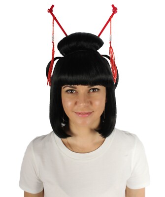 HPO Women s Traditional Asian Lady Wig, Perfect For Halloween, HW-7132