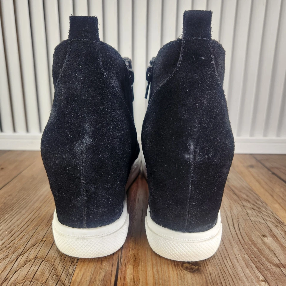 Steve Madden Wavery Mujer Talla 11 Negro Gamuza Oculto Cuña Zapatos al Tobillo Ciudad Modernos Foto 4 de 4