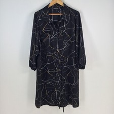 City Chic womens shirt dress plus size M black geometric long sleeve 075859