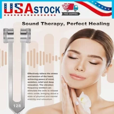 128Hz Healing Tuning Fork with Silicone Hammer Sound Therapy Musical Instrument