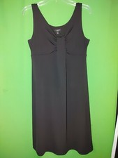 6704) TALBOTS small S black polyester knit sleeveless dress knee length 