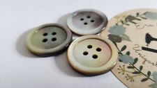 New vintage/retro 4 hole coat button. 3pcs, dia 22.4 mm, shell, col.pearl grey