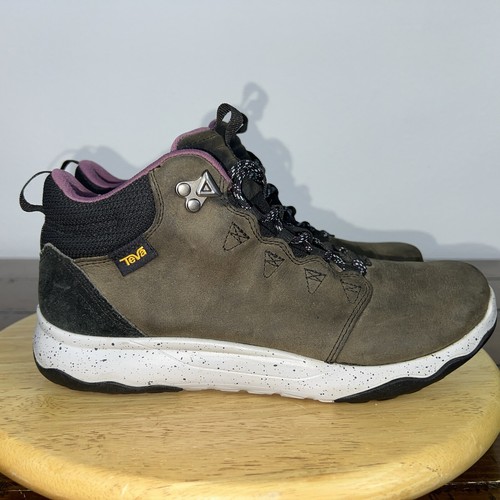 Teva Boots Womens 8.5 Arrowood Lux Mid Black Leather Shoes Ankle Waterproof