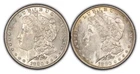 1880-O & Micro o $1 Morgan Silver Dollar - 2 Coin Variety Set - AU/UNC - Z3490