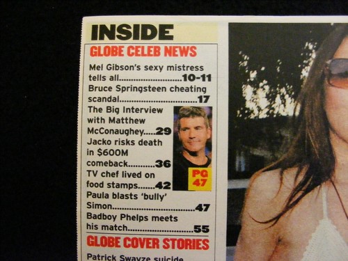 GLOBE magazine 2009 05 11 Patrick Swayze Matthew McConaughey Bea Arthur Obama - Picture 3 of 6
