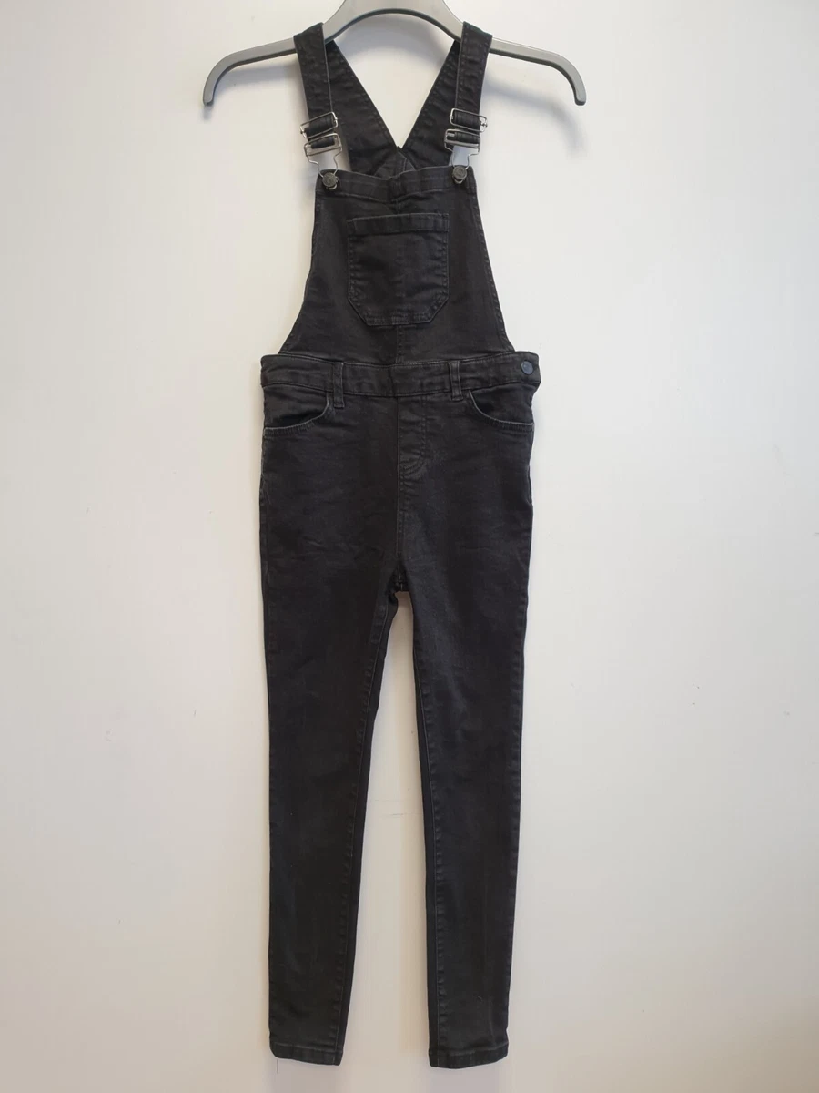 JJ502 WOMENS NEW LOOK BLACK SKINNY STRETCH DENIM DUNGAREES UK 10