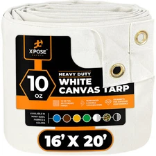 16x20 White Canvas Tarp 10 Oz
