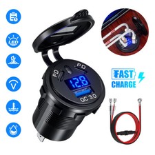 USB Car Cigarette Lighter Socket Charger Power Outlet LED Voltmeter Accessories