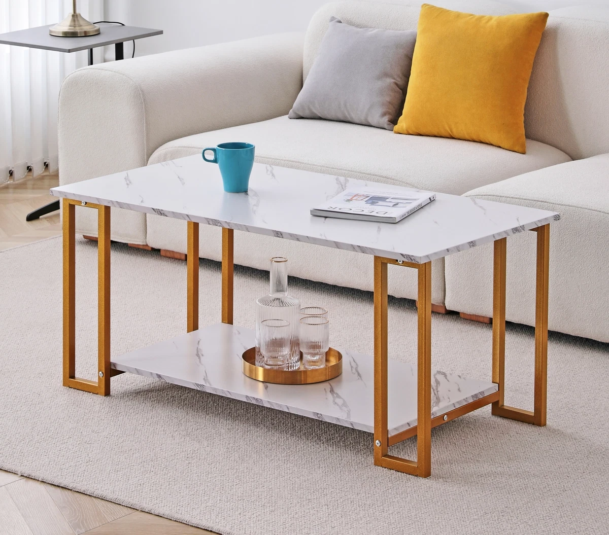 Marble coffee sale table wood legs