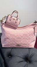 Coach Signature Logo Pink Zip Shoulder Bag w/...