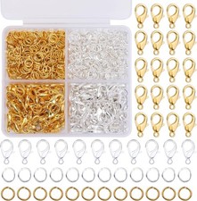 700 Pcs 12mm Lobster Claw Clasps Open Jump Rings Small, multicolor