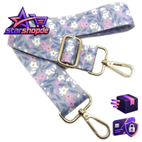 Verstellbarer Schultergurt 80-130 Cm Blumen Design Mit Karabiner Gold 3,8Cm