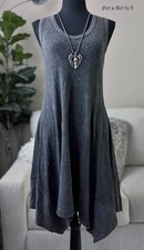 Vocal Apparel Women's Crystal Gray Mineral Dyed Sharkbite Dress Tunic S M L XL