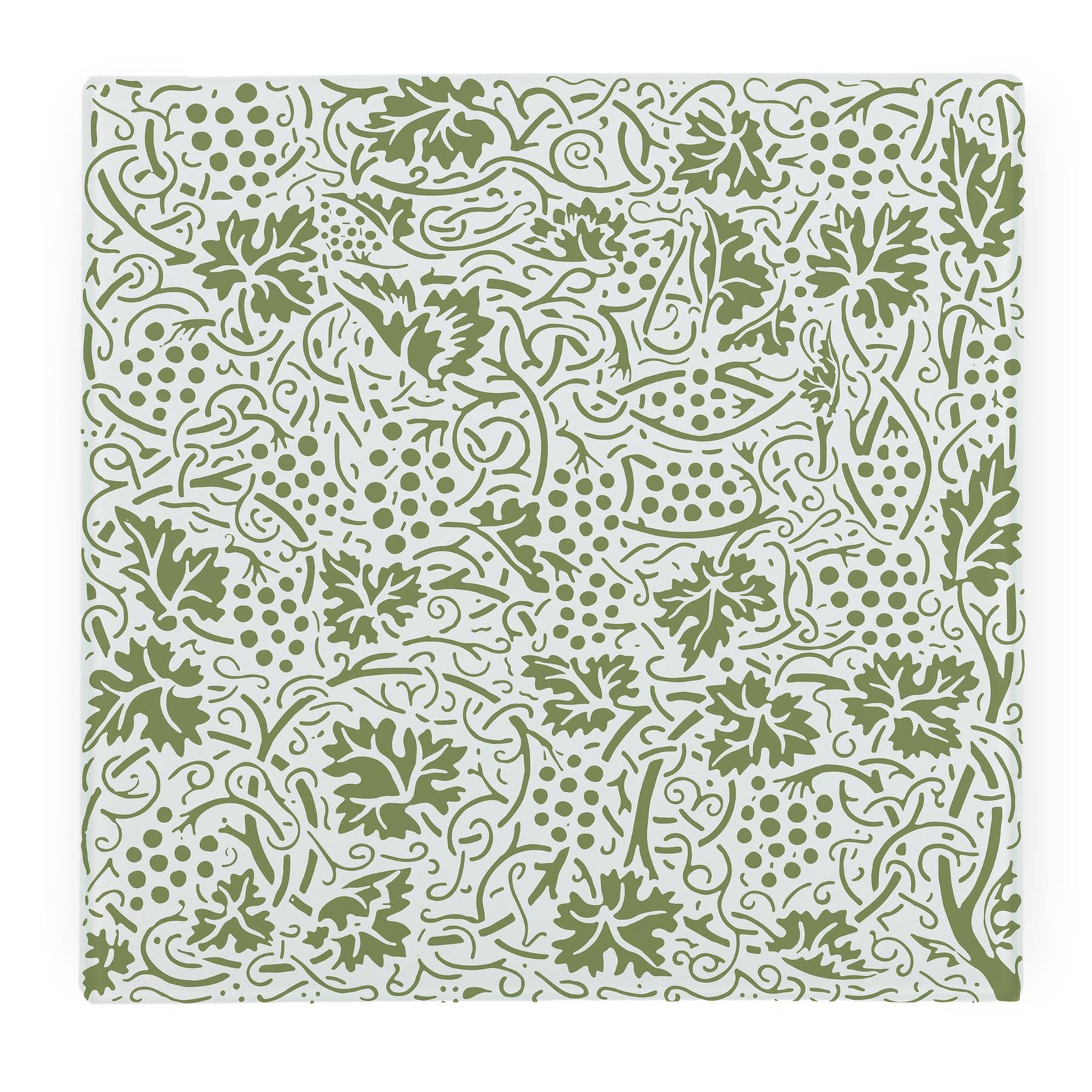 Oak Leaves & Berries Glass Worktop Protector - Green Patterned Kitchen Gift