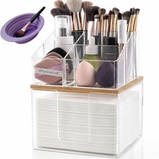 Disposable Facial Towel Holder and Cosmetic Organizer with Foldable Bowl Clear