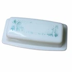 Vtg USA Pyrex Amish butterprint butter dish 1960s retro *faded* milk glass