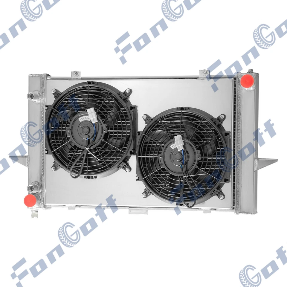2 Row Aluminum Radiator Shroud Fan Fit 1998-04 2003 Volvo C70 V70 S70 2.3L 2.4L - Imagem 2 de 4