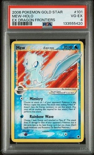 Pokémon Mew Gold Star Holo Delta Species EX Dragon Frontiers 101/101 PSA 4
