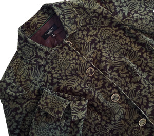 TALBOTS EUC Beautiful Green/Brown Paisley Corduroy Jacket Sz 8 Classic3/4 Sleeve