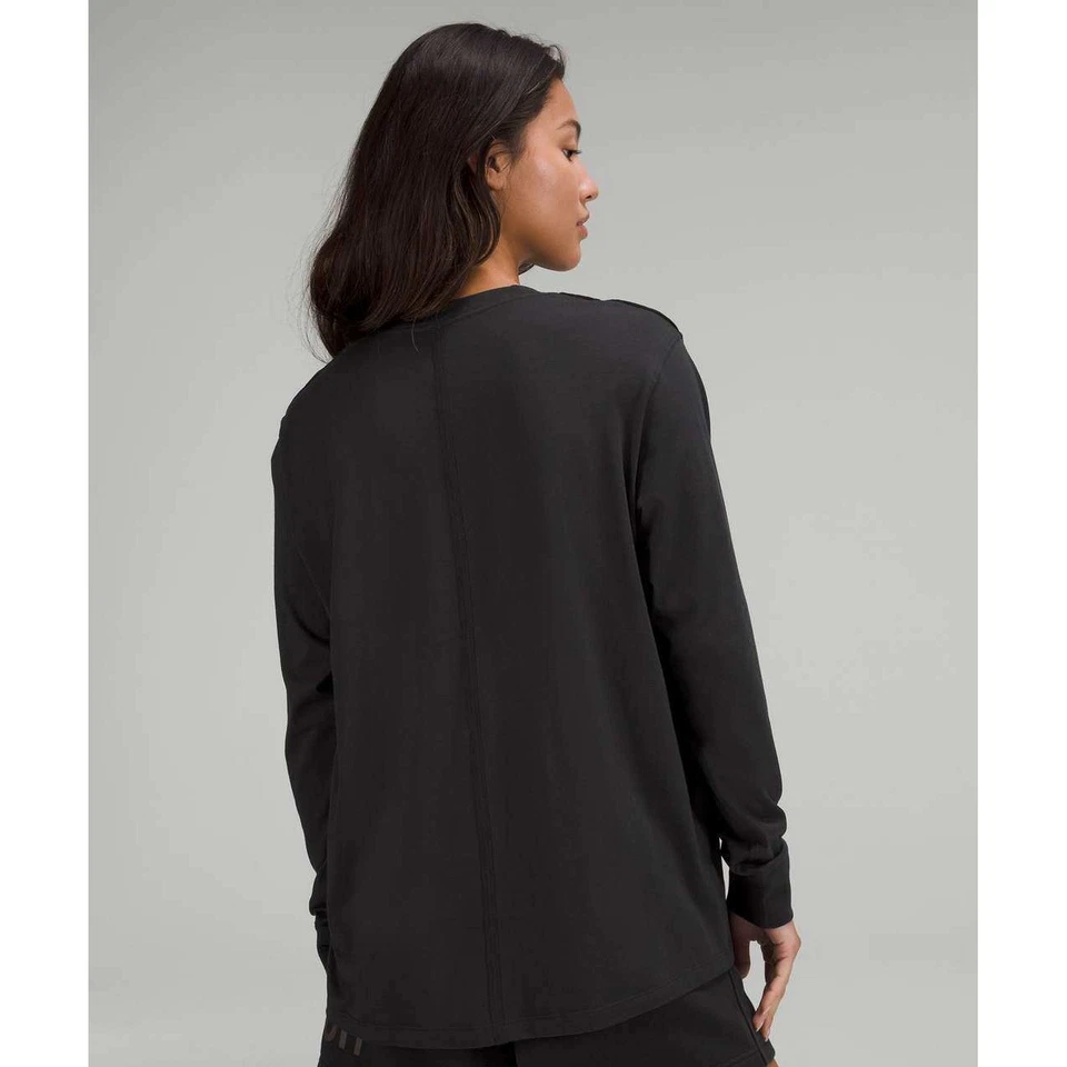 Camisa deportiva Lululemon All Yours manga larga para mujer talla 10 negra algodón Pima Foto 4 de 4