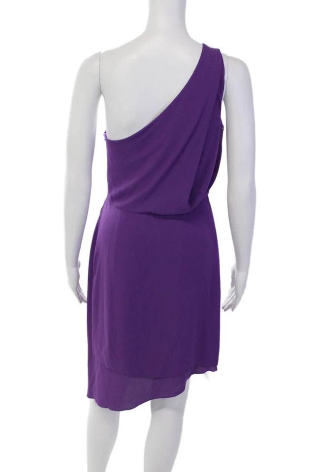 Vestido BCBG Max Azria Mujer Un Hombro Somara Línea A Púrpura Talla 4 Foto 3 de 4