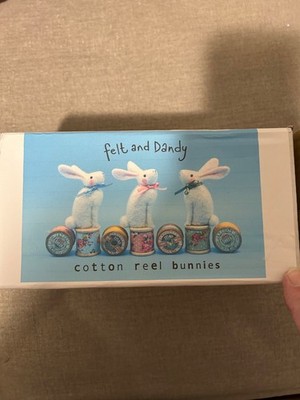felt and dandy cotton reel bunnies needle felting kit nib