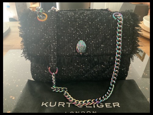 GORGEOUS KURT GEIGER “OIL SLICK TWEED KENSINGTON” JUMBO SINGLE FLAP BAG - Picture 9 of 24