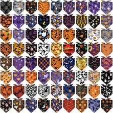72 PCS Halloween Dogs Bandanas Bulk Pet Scarf Pumpkins Bibs Adjustable Costume