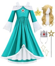 Girls Galaxy Princess Rosalina Costume Outfit 130 / 7-8 Years, Green With Wig