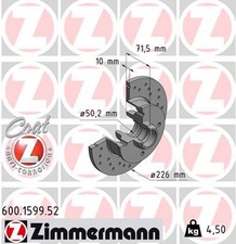 2x Bremsscheibe SPORT Z ZIMMERMANN 600.1599.52 für VW GOLF PASSAT POLO SEAT 2 B3