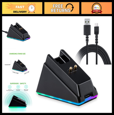 RGB Charging Dock & USB Cable for Razer Gaming Mice - Basilisk, Viper, Naga, Dea