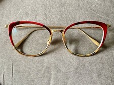 MASUNAGA Eyeglasses Daisy #27 Soft Cat Eye Red Gold Tortoise