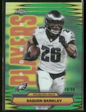 2025 Topps Chrome Football Power Players Saquon Barkley Green Refractor 49/99