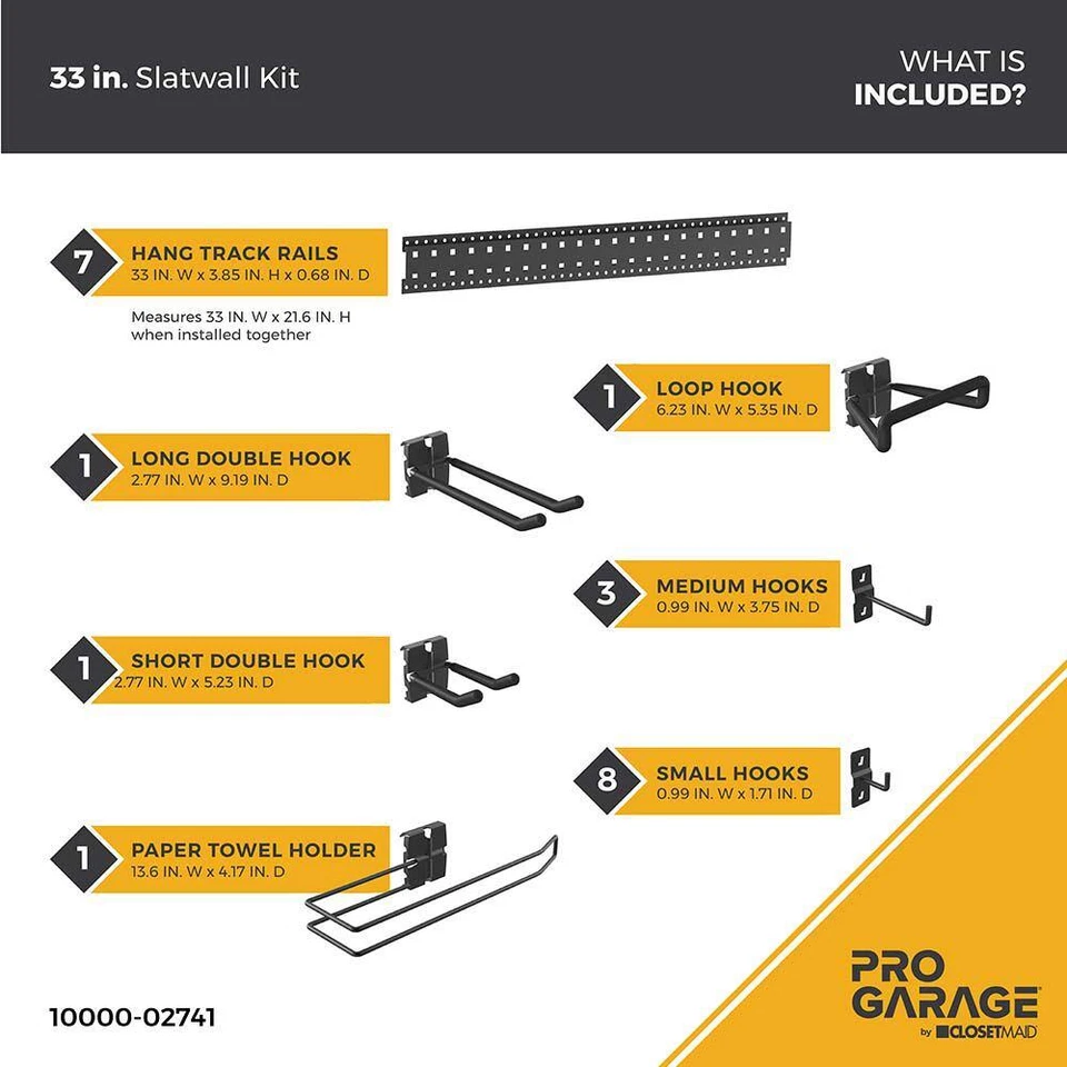 Progarage Black Metal 21,6 pulgadas H X 33 pulgadas Sistema de paneles W Slatwall con accesorios Foto 3 de 4