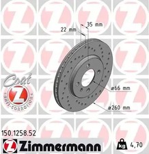 2x Brake disc internally vented 150.1258.52 ZIMMERMANN for BMW 3 3 Touring