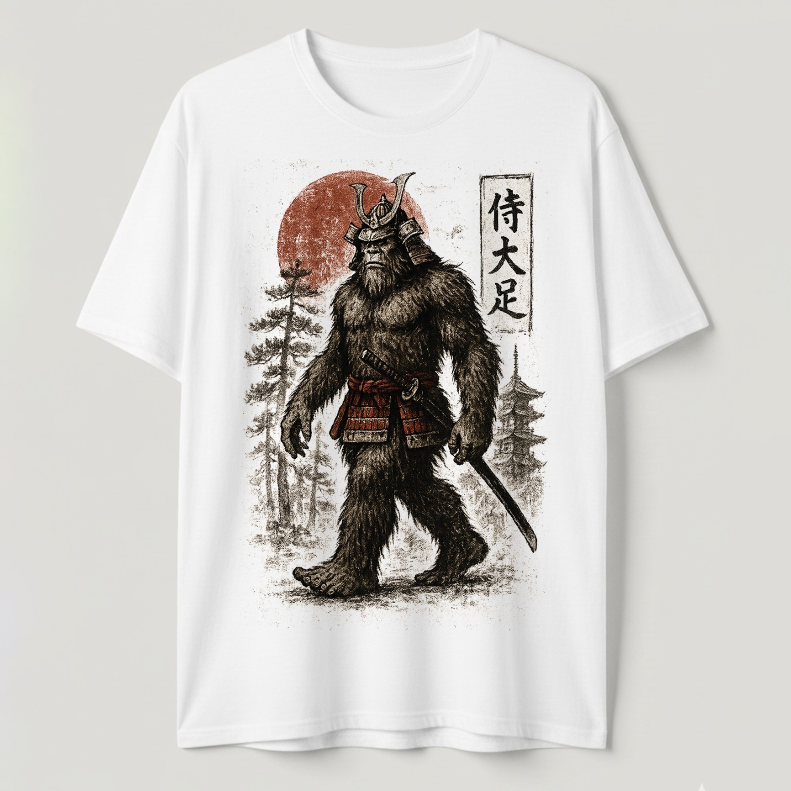 Samurai Bigfoot T-Shirt, Warrior Sasquatch Vintage Japanese Unisex Graphic Tee