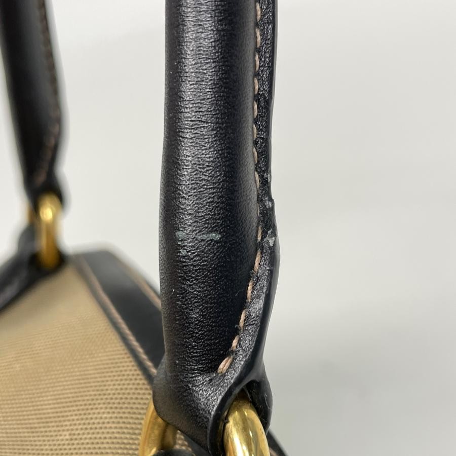 PRADA Jacquard Handbag Tote Bag Canvas Beige Black with Clochette #BS1488 thumbnail 4