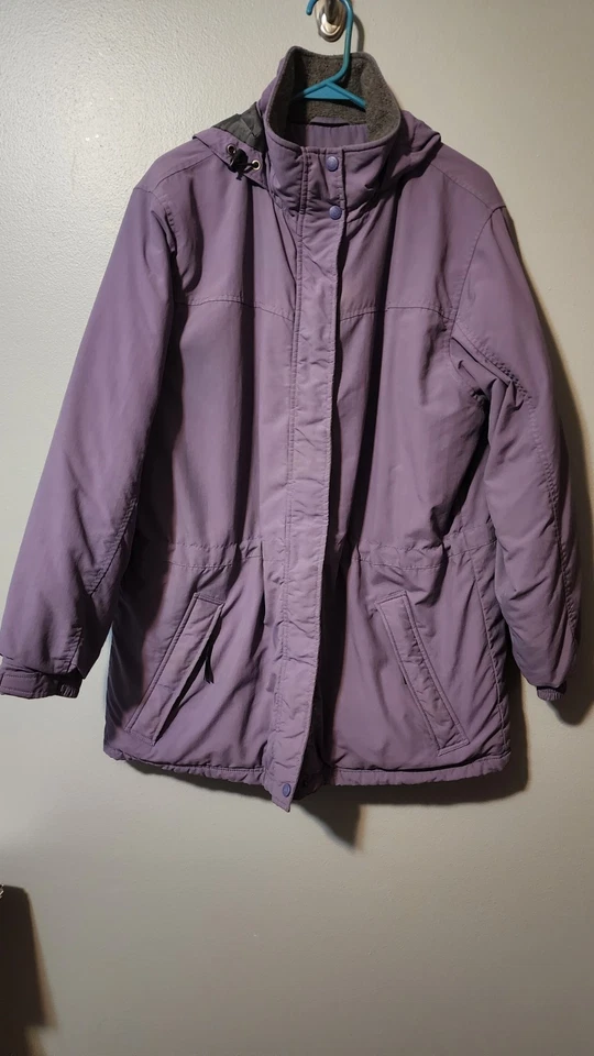 Abrigo Parka LL Bean Para Mujer Talla XL Regular Forrado de Vellón Con Capucha Exterior Púrpura Foto 2 de 4