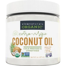 Viva Naturals Organic Coconut Oil, 16 fl oz – Unrefined, Cold-Pressed Extra Virg
