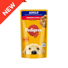 Comida húmeda para perros adultos Pedigree pollo e hígado salsa 130 g alta en proteínas