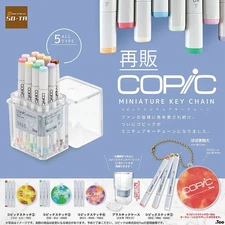COPIC Markers Miniature Key Chain Set of 5 - Carrying Case Green Red Yellow Mix