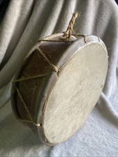 Antique Native American Indian Hand Wood Drum Animal Hide Early 1900s 9 Inch