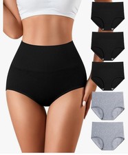 Womens Underwear High Waisted StrechFull Coverage Briefs.Panties 5 Pack