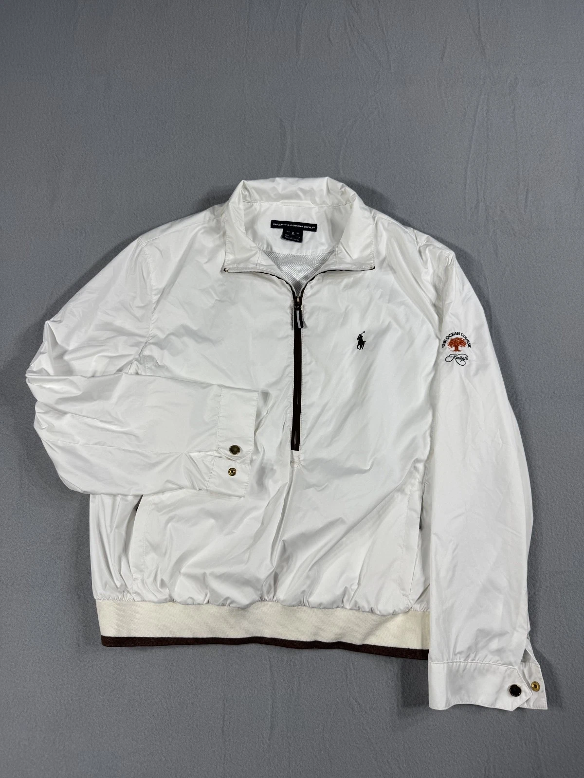 Ralph Lauren Sport Womens XL Golf Pullover White 1/4-zip Windbreaker Kiawah Logo