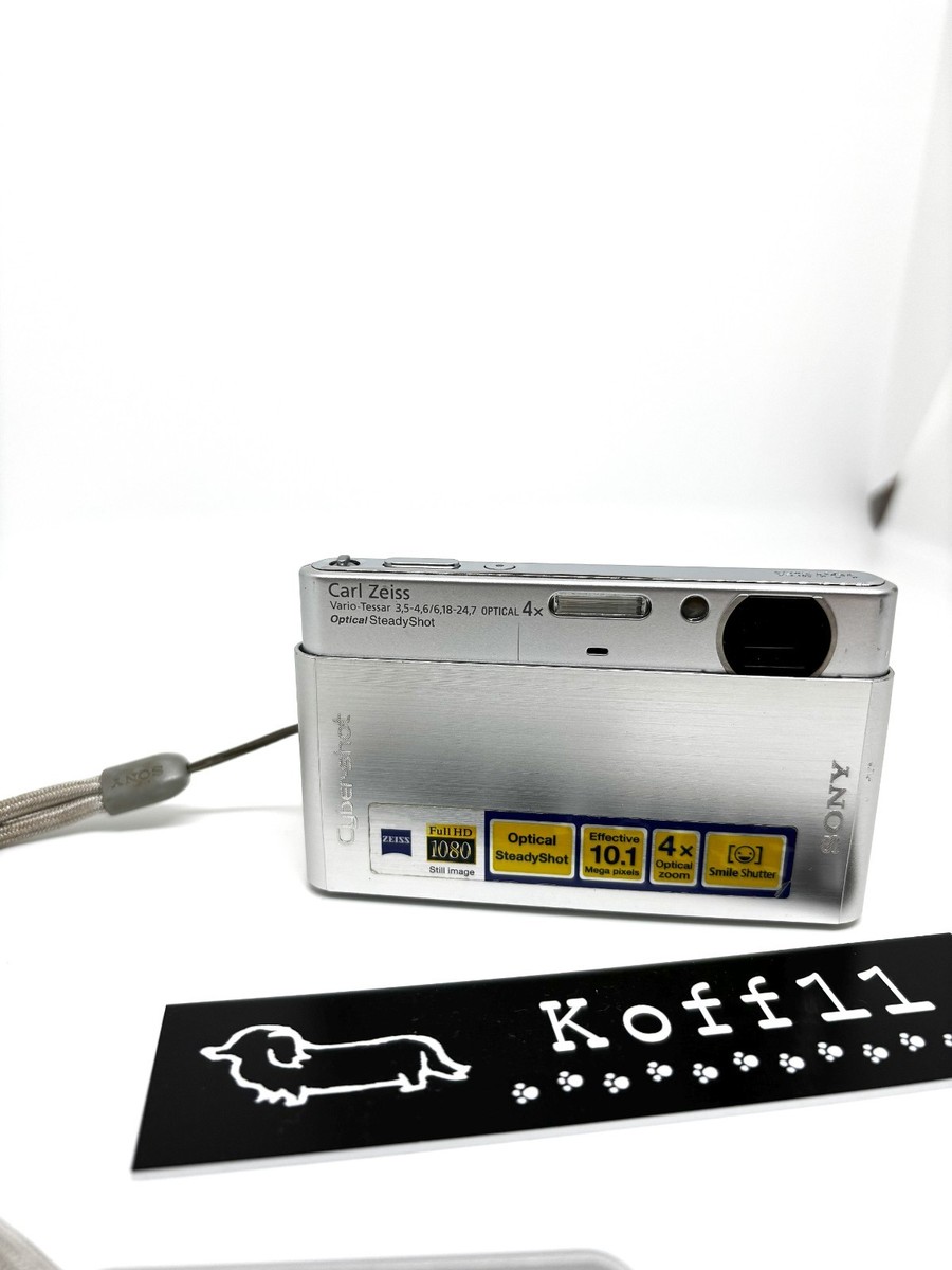 SONY Cyber Shot DSC-T77 Silver Camera w/Battery Charger Memory